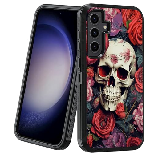 BXIKEOPIU for Samsung Galaxy S24+/S24 Plus Case, Heavy Duty 3-Layer Shockproof Dust/Drop Proof Full-Body Rugged Protective Cover for Samsung Galaxy S24 Plus 5G (6.7", 2024), Skull Roses at Amazon