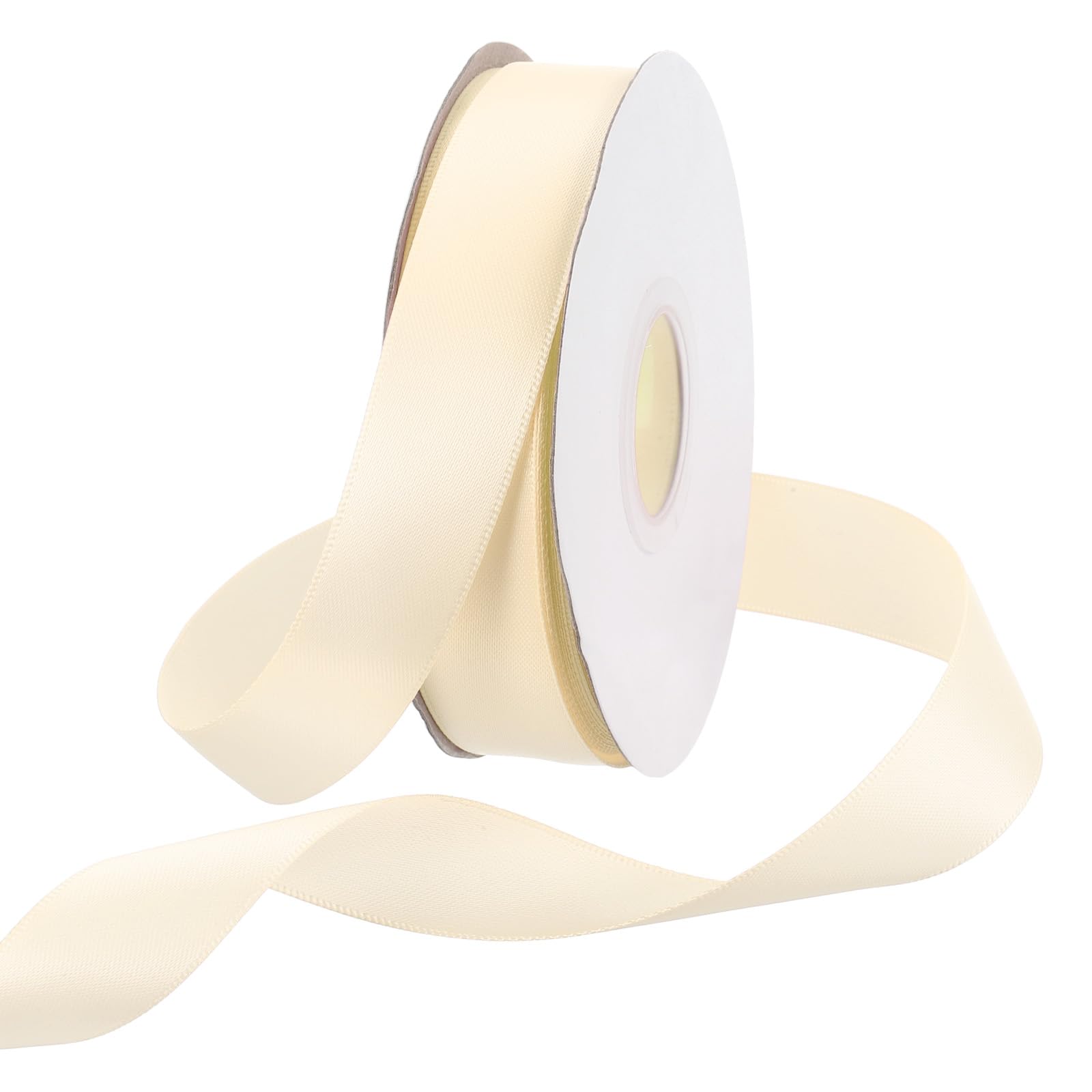 Rebower 20mm Satin Ribbon 46m Thick Double Face Grosgrain Silk Ribbon, [for Gift Wrapping, Hair Bows, Wedding, Cake, Flower] - 50 Yard/150ft/ Beige