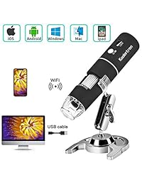 Koolertron Wireless WiFi Digital USB Microscopio, Portátil USB Digital Microscopio Cámara con 1000x Ampliación 1080P HD 2MP y 8 LED Luz Ajustable para iPhone, iPad, Android Teléfono, Windows, Mac