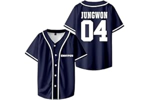 UJKHNBMR ENHYPEN JUNGWON Merch V-Neck Shirts Baseball Jersey Shirt Women Men Fashion Casual Short Sleeve