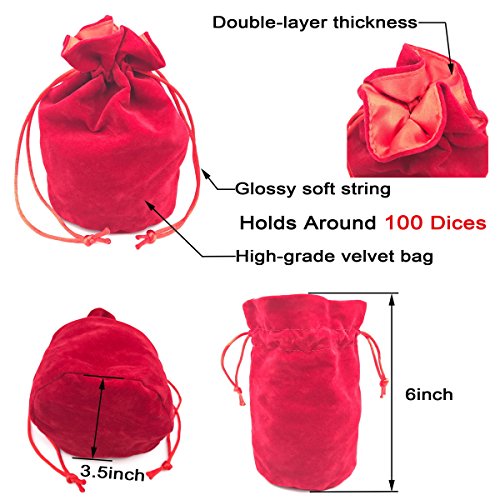 5 Assorted Colors Polyhedral Dice Set for Dungeons and Dragons DnD Pathfinder RPG Role Playing Games with Red Drawstring Dice Bag (Total 5 Sets) - Thumbnail 6