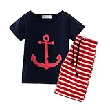 Baby Boys' Short Sleeve T-shirts and Stripe Shorts Set