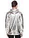 Coofandy Men's Nightclub Style Metallic Shiny Casual Long Sleeve Pullover Hoodie Silver Large