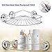 GEMITTO Corner Shower Caddy, SUS304 Stainless Steel Self-adhesive Bathroom Organizer Rack with 3 Stickers+2 Hooks, No Drilling for Shampoo Conditioner Kitchen Spice Storage (Sliver - Suction Cups)