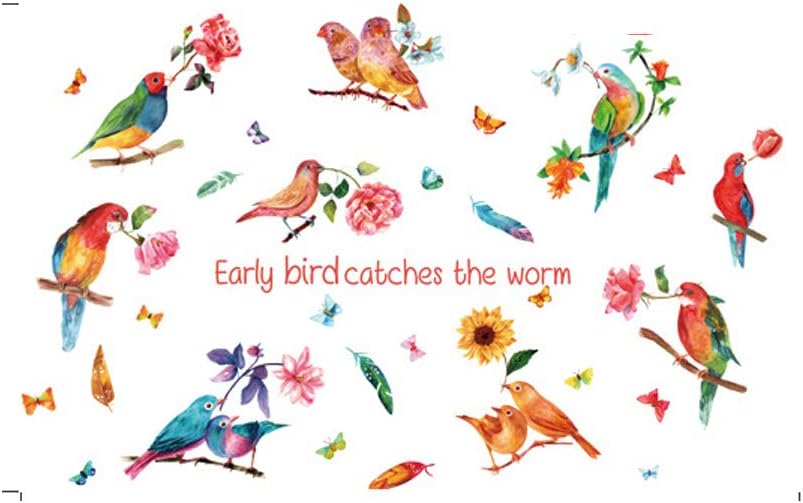 Lichi Watercolor birds Parrots Wall Sticker for Home Decor - Early Birds