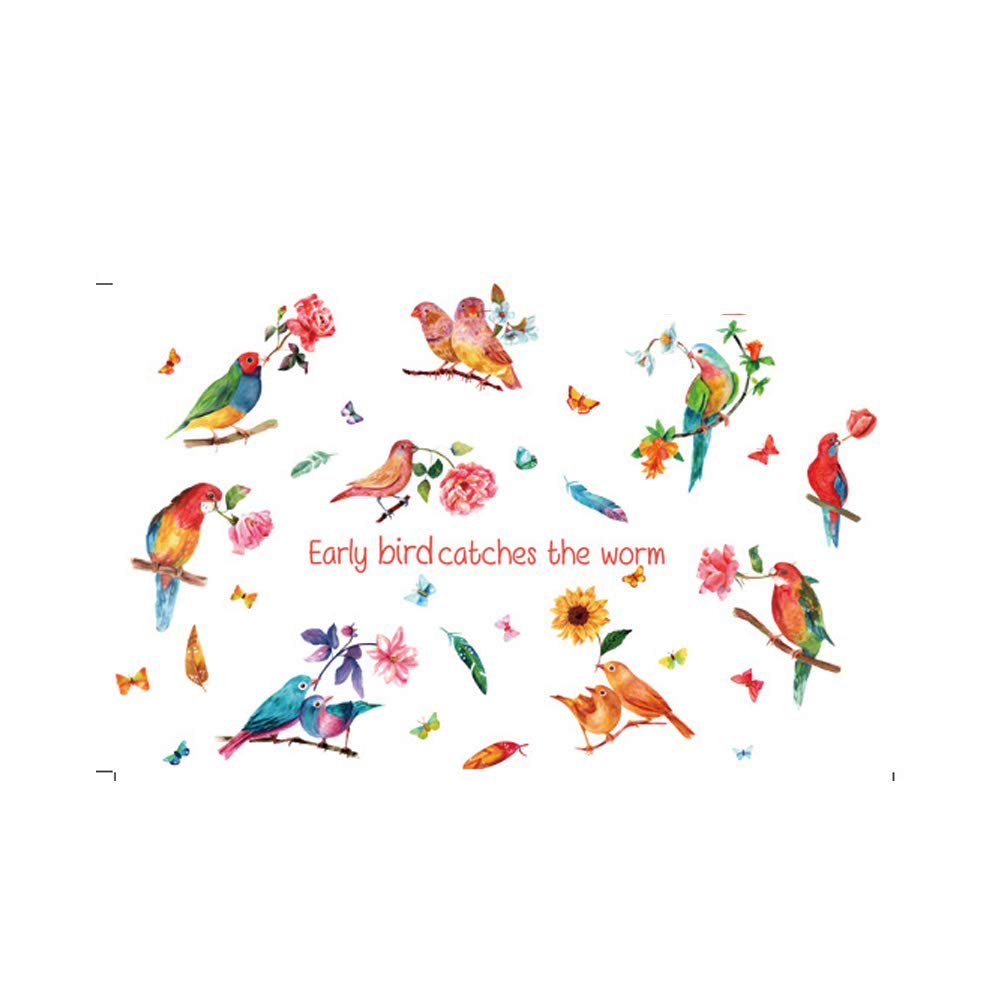 Lichi Watercolor birds Parrots Wall Sticker for Home Decor - Early Birds