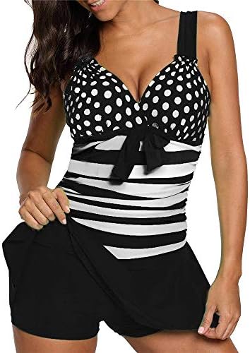 Xingmiao Womens Two Pieces Swimsuits Printed Tankini Swimsuits Push Up Swimdress and Shorts Sets