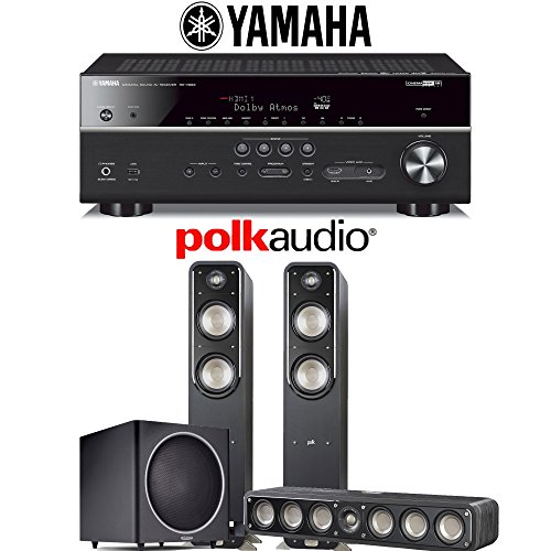 Yamaha RX-V683BL 7.2-Ch 4K Network AV Receiver + Polk Audio S55 + Polk Audio S35 + Polk Audio PSW125 - 3.1-Ch Home Theater Package