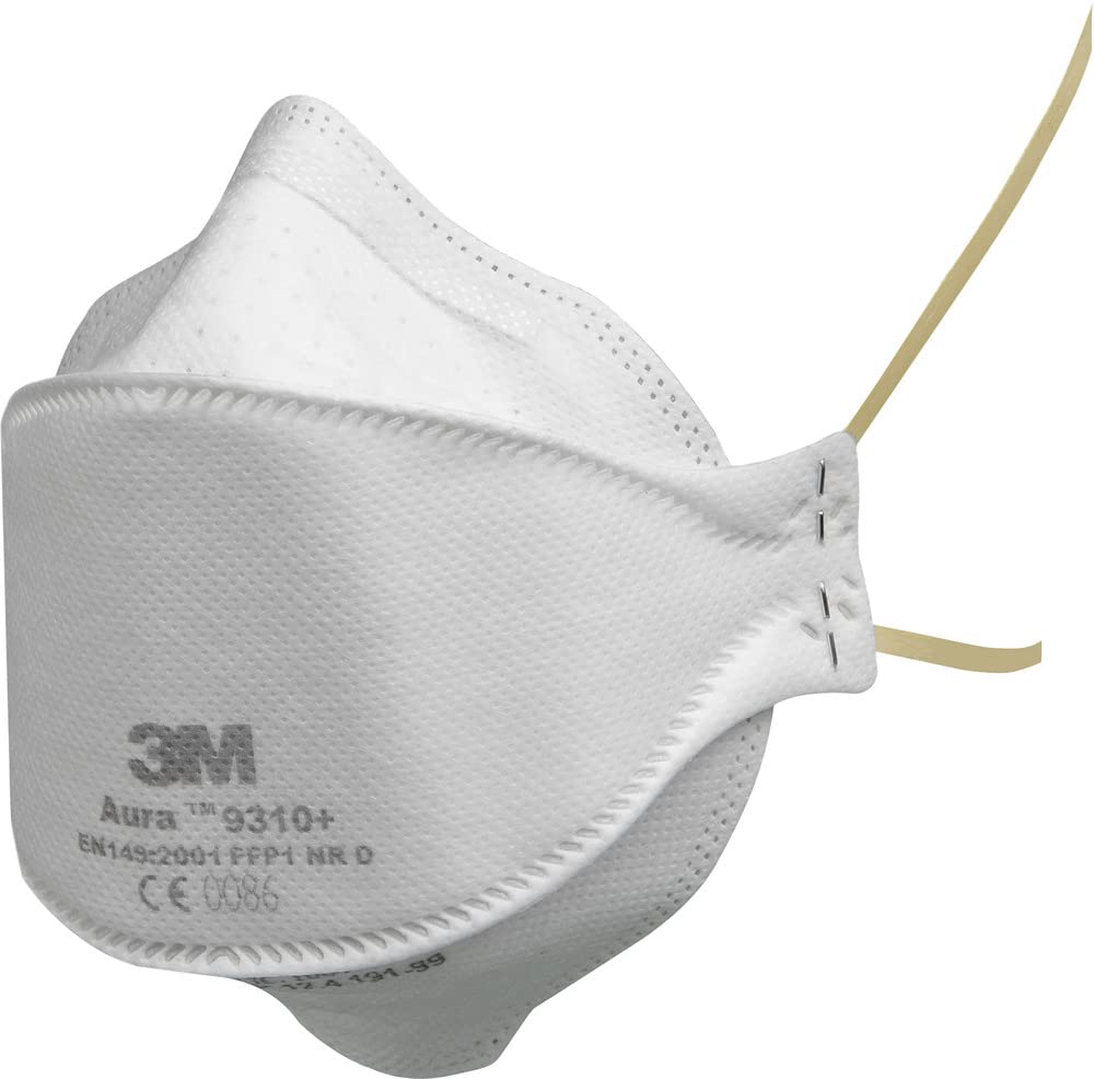 3M Aura Particulate Respirator, FFP1, Unvalved, 9310+, 20 Masks per Pack, White, One Size