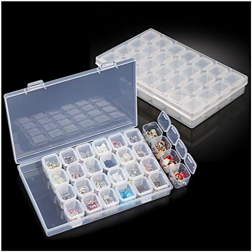 Besteek 2 Pack 28 Grids Diamond Painting Box, Diamond Embroidery Box, Diamond Painting Accessories Case Rhinestone Storage Box Organizer for DIY Craft