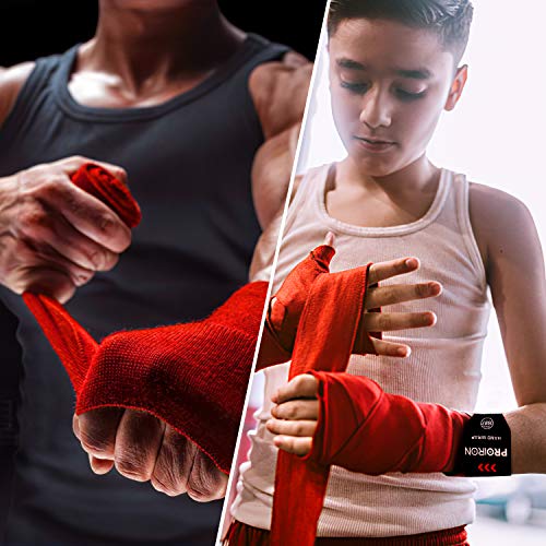 PROIRON Boxing Hand Wraps for Men & Women&Kids 180 & 106 inch Handwraps for MMA, Muay Thai, Kickboxing & Martial Arts Training Semi-Elastic Hand Wraps(Pair)