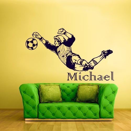 Wall Vinyl Sticker Decals Decor Art Bedroom Design Custom Name Kids Nursery Baby Keeper Football Socer Sport (Z762)