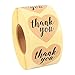 Thank You Stickers Roll - 500-Piece Heart Shape Thank You Labels, Ideal for Scrapbooking, Crafting, Party Favors, Kraft Paper Adhesive Labels, Natural Brown, 1.5 Inches in Diameter