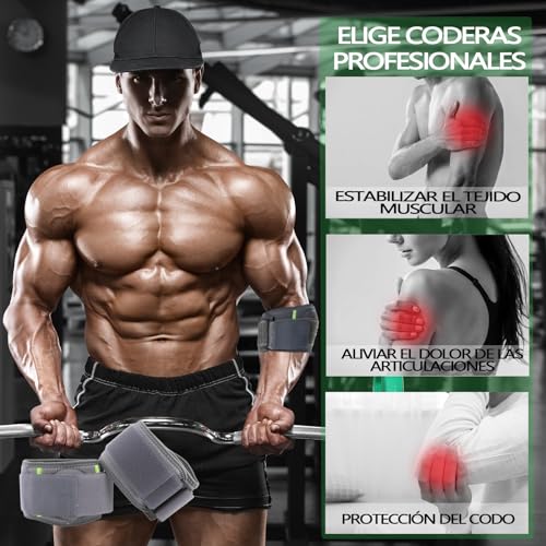 2 Piezas Codo de tenista, codera para tendinitis y codo de tenista, tensión ajustable, aliviar el dolor del codo, adecuado para diversos deportes.