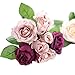 Iuhan 7 Heads Artificial Silk Fake Flowers Leaf Rose Wedding Floral Decor Bouquet (Purple)
