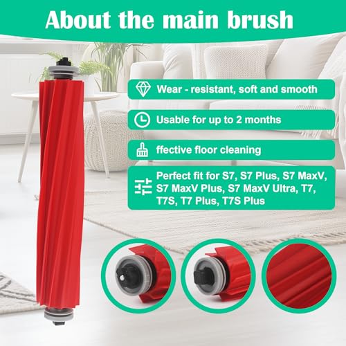 20 pieces accessories for Roborock S7, S7 MaxV, S7 MaxV Ultra, S7 Plus, S7 Pro Ultra, including 2 main brushes, 6 mops, 6 side brushes, 4 filters, 1 screwdriver and 1 cleaning brush