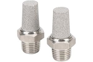 Fevas 1/8" 1/4" 3/8" 1/2" BSPT Male Pneumatic Silencer Muffler Connector Air Fitting 304 Stainless Steel - (Specification: 1/4")