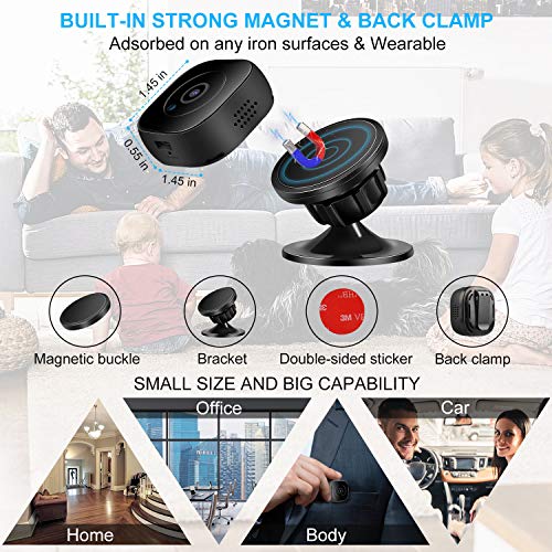 Mini Spy Camera Wireless Hidden WiFi Cameras, HD 1080P Live Streaming Small Nanny Camera with Night Vision and Motion Activated, Micro Security Body Cop Cam with Cell Phone APP for Home and Outdoor
