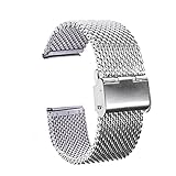 TFSeven 22mm Strap Bracelet Pin Buckle Silver Fashion DIY 304 Stainless Steel Mesh Watch Bands