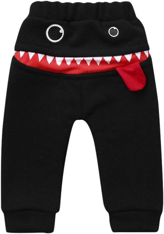 Xisheep Baby Outfits Children Boys Girls Cartoon Shark Tongue Harem Thick Warm Pants Trousers
