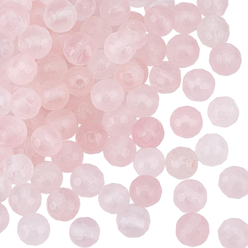 OLYCRAFT about 90Pcs 6mm Natural Rose Quartz Beads Faceted Natural Pink Crystal Bead Strands Round Loose Gemstone Beads Energy Stone Beads for Bracelet Necklace Jewelry Making 19cm