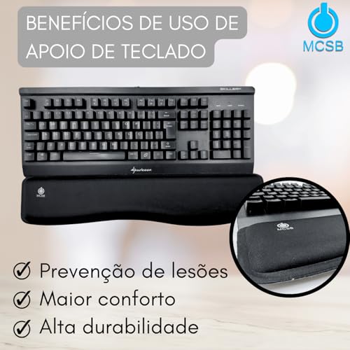 Mcsb Apoio De Punho Teclado Ergonômico Descanso Macio Almofada Ortopédico Pulso Tendinite Nr17 Pulso Digitação Confort Suporte Espuma Gel (Preto)