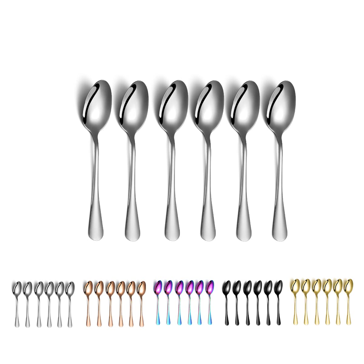 Coffee Spoons, Kyraton 13 cm Stainless Steel Teaspoons 6 Pieces, Dessert Spoons, Ice Cream Spoons, Tea Spoons, Spoons Cutlery 6 Pieces