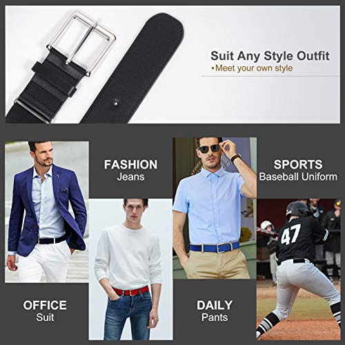 LEACOOLKEY Men Baseball Belt-Youth/Adult Baseball Belt-Baseball/Softball Uniform Men Belt Black Color(35-44 inches)