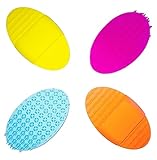 Silicone Kitchen Sponge, Silicone Scrubber Antibacterial Cleaning Kitchen Brush Non Scratch Fruit and Vegetable Scrubber Bath Scrubber Odor Free, Food Grade & BPA Free, 4 Pack