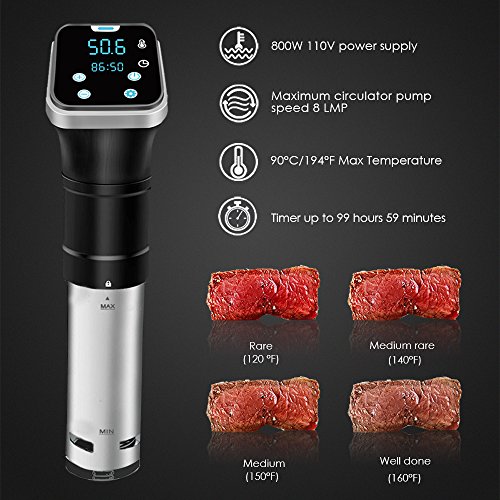 Sous Vide Cooker,Banne 800W 110V Precise Digital Timer Manual Controlled IPX7 Waterproof Immersion Circulator Cooker with Cookbook