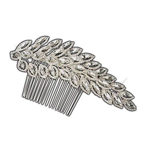 Wedding Bridal Floral Marquise Crystal & Rhinestone Side Comb