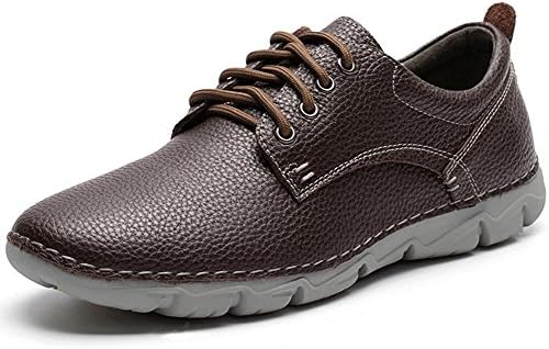 Yahao Men's Casual Leather Shoes,Oxfords Classic Modern Dress Lace up Shoe,Walking Sneaker(Dark Brown,Size 10.5)