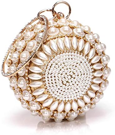 Women's Crystal Ball Round Evening Clutch Wedding Purse Wristlet Bag