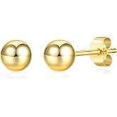 925 Sterling Silver Round Cubic Zirconia Stud Earrings 18K White Gold Plated Hypoallergenic for Sensitive Ears