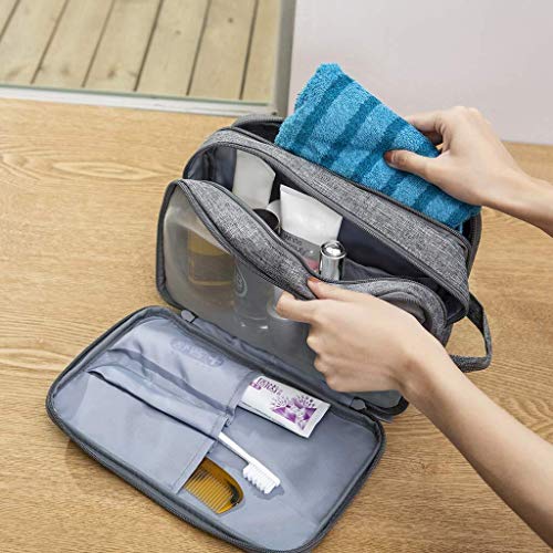 Toiletry Bag for Men or Women - Dopp Kit Travel Makeup Bag Waterproof Cosmetic Bag Organizer Wash Bag Portable Shaving Bag Grey