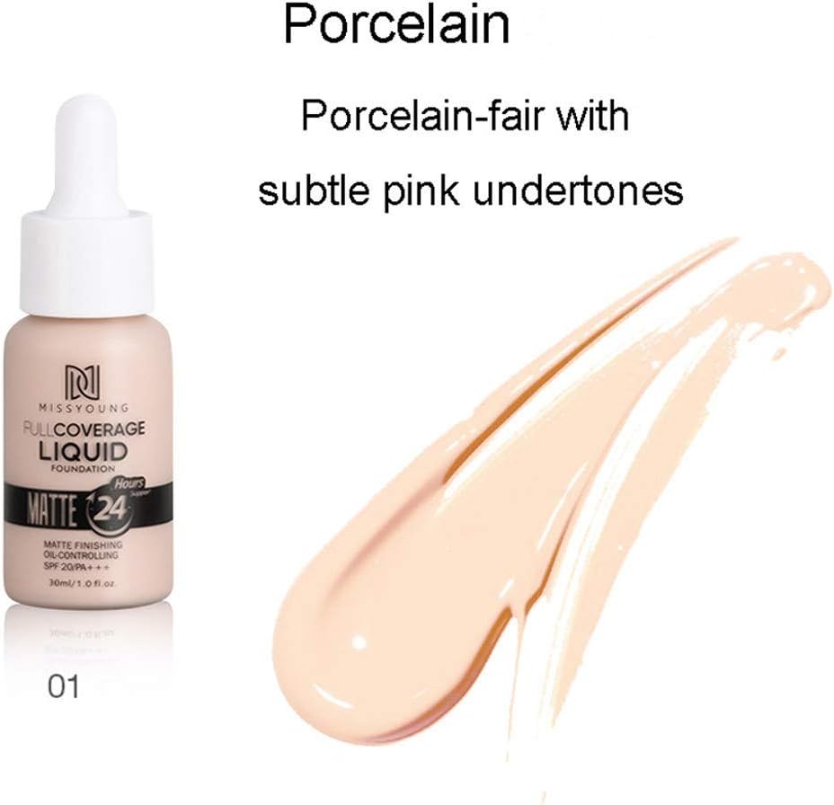 Liquid Foundation 30ml, New Matte Oil Control Concealer Liquid Foundation, Soft Matte and Long Wear (30ML, A)
