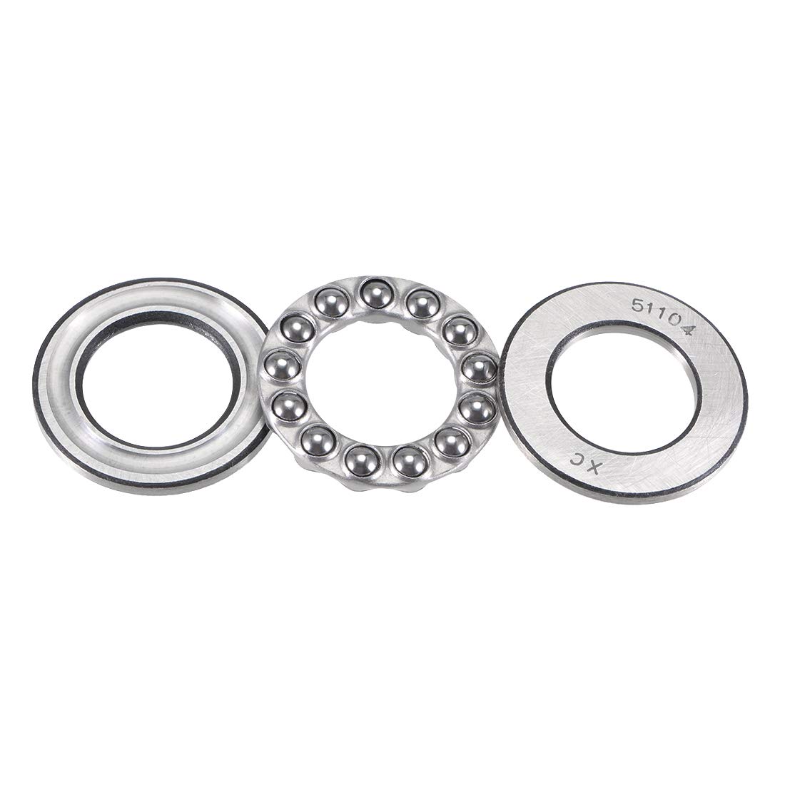 Sourcingmap 51104 Thrust Ball Bearings 20mm x 35mm x 10mm Carbon Steel One-Way Rolling Direction