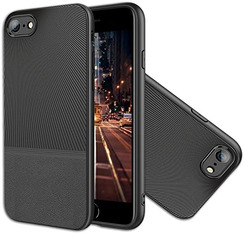 iPhone 8 Case,iPhone 7 Case, Amextrian [Wireless Charging Support] Lightweight Carbon Fiber Scratch Resistant [Shock Absorption] Soft TPU Case For iPhone 8/7 [BLACK]