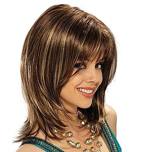 Mid Length Curly Gradient Color Fashion Hairstyle Wigs For Woman