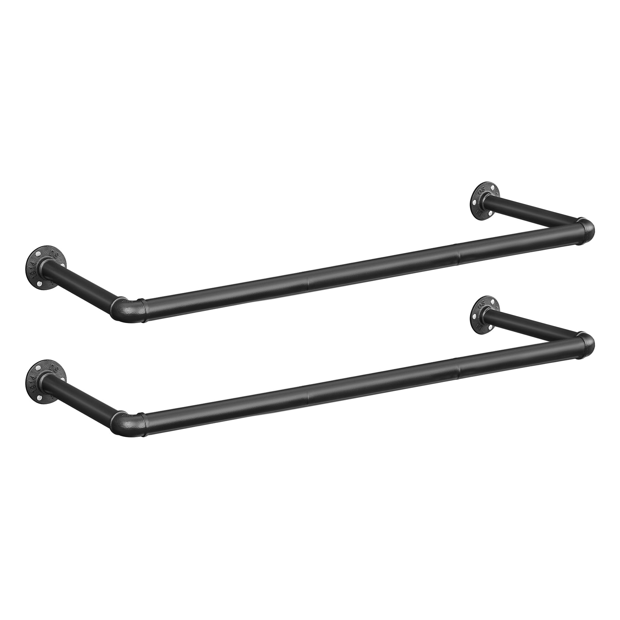 SONGMICS Wall Mounted Coat Rack, Set of 2, Industrial Style Wall Hanger, Space Saving, 92 x 30 x 7.5 cm, Easy Assembly, Narrow Space, Black HSR67BK02