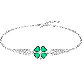 Talonior Shamrock Bracelet for Women Sterling Silver celtic St Patricks Day Bracelet Four Leaf Clover Green Luck Gifts Irish Jewelry