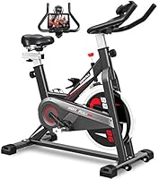 YONKFUL Exercise Bike Belt Drive Indoor Cycling Bike Adjustable Stationary Bicycle Home Gym Bike for Workout Cardio...