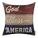 LINKWELL Square Throw Pillow Covers Decorative Cushion Case for Sofa Bedroom Car Couch 18 x 18 Inch - God Bless America 4th of July Decor CC1624