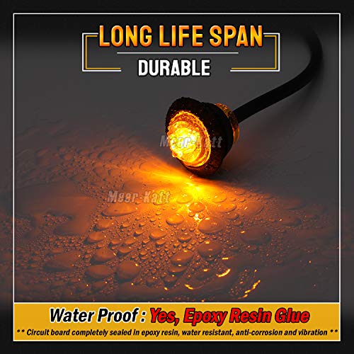 image for Meerkatt (Pack of 10) 3/4 Inch Round Amber Mini Side Marker Lights Fen