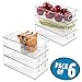mDesign Large Stackable Kitchen Storage Organizer Bin with Pull Front Handle for Refrigerators, Freezers, Cabinets, Pantries - BPA Free, Food Safe - Deep Rectangle Tray Basket, Pack of 6, Clear