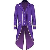 WISHU Mens Steampunk Medieval Jacket, Gothic Victorian Renaissance Tailcoat Vampire Halloween Costume Vintage Frock Coat