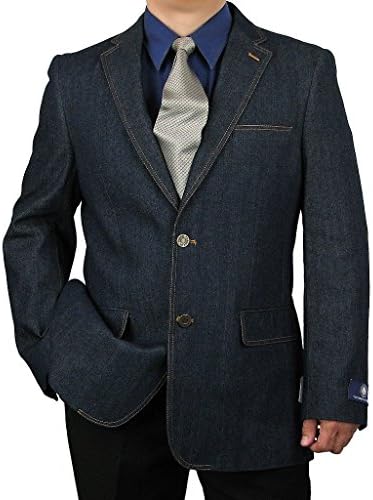 Sharp Men's 2 Button Denim Blazer 100% Cotton