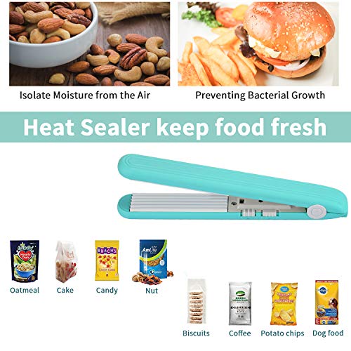 Food Bag Heat Sealer, Mini Sealing Machine with Smart Control Corrugated Suspension Heating Sheet, Double Safe Button on the Side with 47 inch plug cord (green)