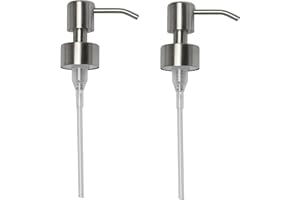 2Pcs Soap Dispenser Pump Replacement Silver Stainless Steel Hand Soap Dispenser Pump Head for Regular Mouth Bottles for Liqui