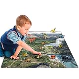 Dinosaur Toys with Play Mat, 18 Pieces Educational Realistic Dinosaur Figures and 28.5